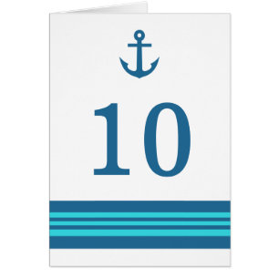 Blue Turquoise Nautical Anchor Tischnummer Card