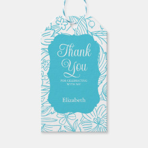 Blue Turquoise White Flora Girl Geburtstag Vielen Geschenkanhänger