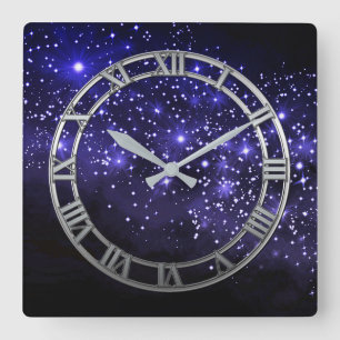 Blue Twilight Square Wall Clock Quadratische Wanduhr