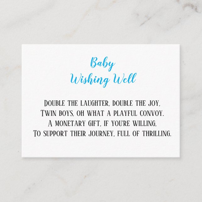 Blue Twin Baby Boys wollen Baby Dusche Begleitkarte (Vorderseite)