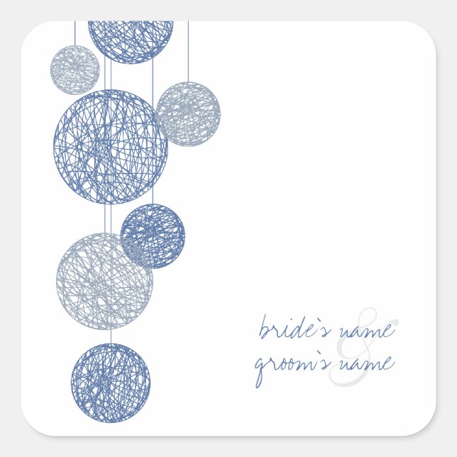 Blue Twine Globes Wedding Sticker (Vorderseite)