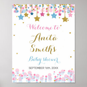 Blue Twinkle Twinkle Babydusche Begrüßung Poster