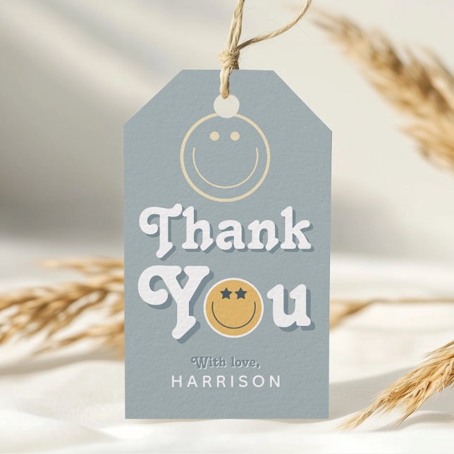 Blue Two Cool Dude Boys Smile 2nd Birthday Favor Geschenkanhänger (Von Creator hochgeladen)