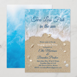 Blue Two Less Fish in Sea Engagement Party Einladung