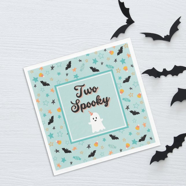 Blue Two Spooky Niedlich Ghost Halloween Serviette (Von Creator hochgeladen)
