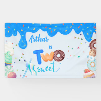 Blue Two sweet donut 2. Geburtstag Banner