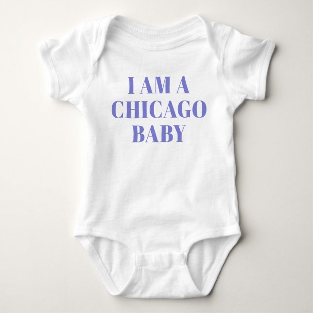 Blue Typografy Chicago Baby Clothing Baby Strampler (Vorderseite)