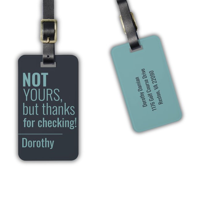 Blue Typografy Funny Bag Name Anschrift Gepäckanhänger (Von Creator hochgeladen)