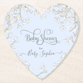 Blue Typografy Gipskraut Floral Baby Dusche Untersetzer