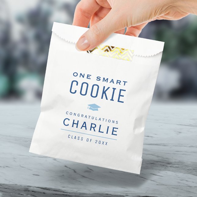 Blue Typografy One Smart Cookie Abschluss Geschenktütchen (Blue Typography One Smart Cookie Graduation Favor Bag)