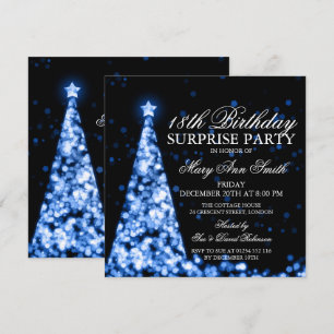 Blue Überraschung 18. Geburtstag Weihnachtsbeleuch Einladung