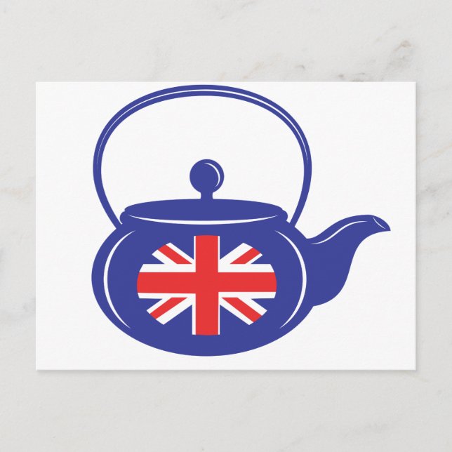 Blue UK Teapot Postcard Postkarte (Vorderseite)