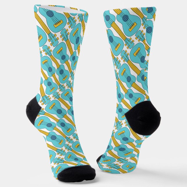 Blue Ukulele Pattern Socken (Gewinkelt)