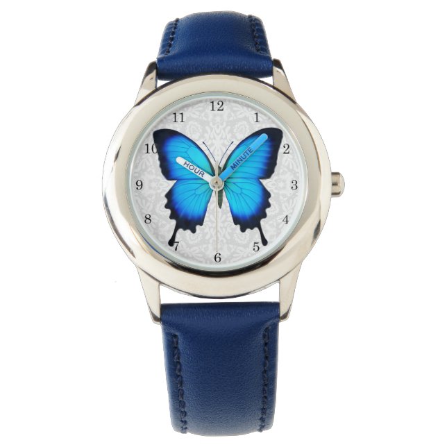 Blue Ulysses Butterfly Kids Watch Armbanduhr (Vorderseite)