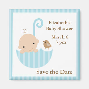 Blue Umbrella Baby Dusche Magnet