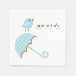 Blue Umbrella Bird Baby Dusche Serviette