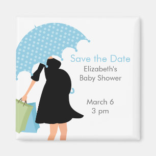 Blue Umbrella Mommy Baby Dusche Magnet