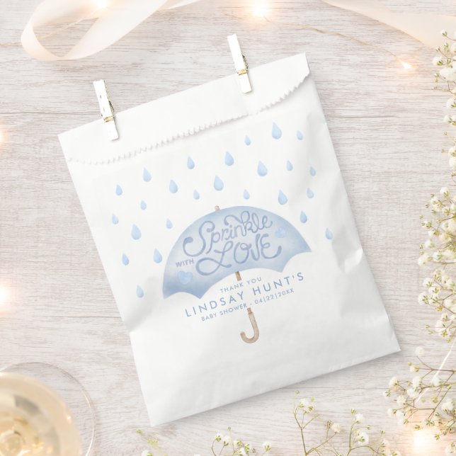 Blue Umbrella Sprinkle Baby Dusche Geschenktütchen (Ausgeschnitten)