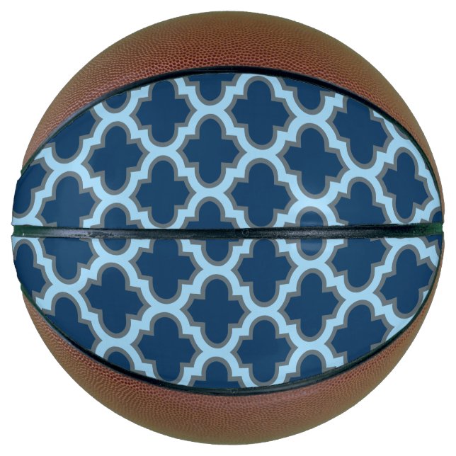 Blue und Baby Blue Trellis, Lattice, Quatrefolie Basketball (Vorderseite)