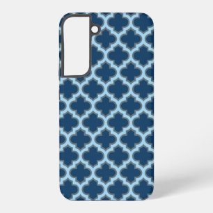 Blue und Baby Blue Trellis, Lattice, Quatrefolie Samsung Galaxy Hülle