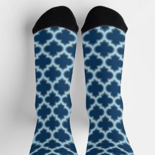 Blue und Baby Blue Trellis, Lattice, Quatrefolie Socken