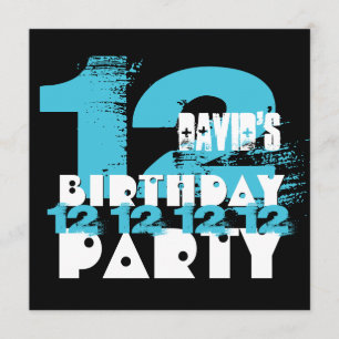 BLUE und BLACK 11. Geburtstagsparty 12 Jahre alt V Einladung