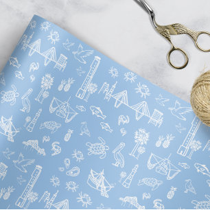Blue und Black Charleston Toile Geschenkpapier Set