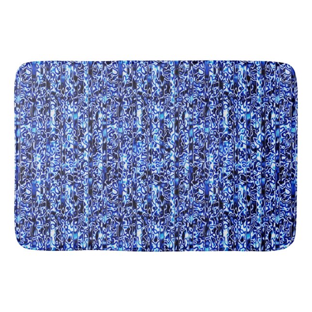 Blue und Black Cheetah Print Bath Mat Badematte (Vorderseite)