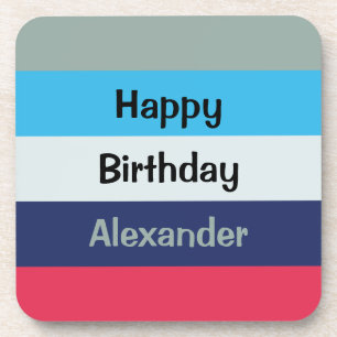 Blue und Burgundy Text Template Getränkeabdeckung Getränkeuntersetzer