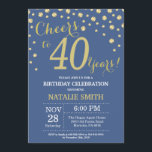 Blue und Gold 40. Geburtstag Diamant Einladung<br><div class="desc">40. Geburtstag Einladung mit Blue und Gold Glitzer Diamond Hintergrund. Gold Confetti. Erwachsener Geburtstag. Männer oder Frauen zum Geburtstag. Für weitere Anpassungen klicken Sie bitte auf die Schaltfläche "Anpassen" und verwenden Sie unser Designwerkzeug,  um diese Vorlage zu ändern.</div>