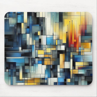 Blue und Gold Abstrakt Mouse Pad Mousepad