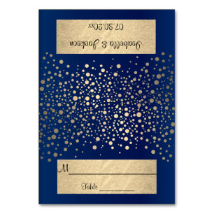 Blue und Gold Confetti Dots - Hochzeit Tischnummer