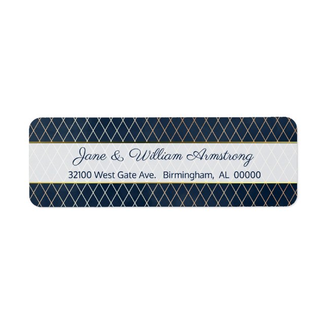 Blue und Gold Custom Address Labels (Vorne)