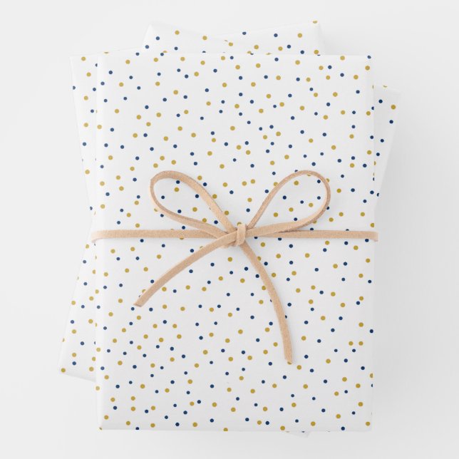 Blue und Gold Dots Geschenkpapier Set (Beispiel)
