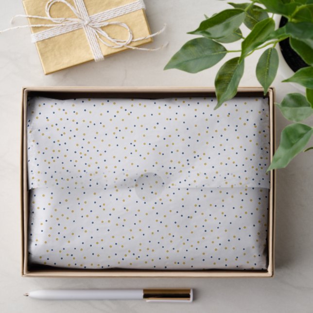 Blue und Gold Dots Seidenpapier (Geschenk)