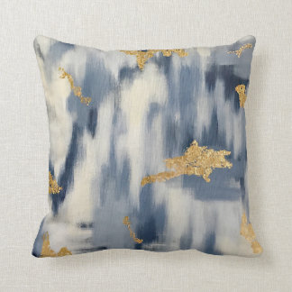 Blue und Gold Ikat Abstrakt Kissen