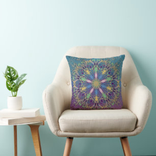 Blue und Gold Mandala Throw Kissen