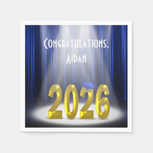Blue und Gold Text 2025 Abschluss Bühne Serviette