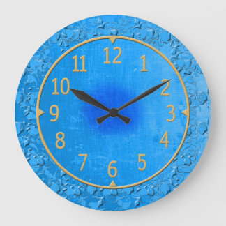 Blue und Gold Vintag Look Clock Große Wanduhr