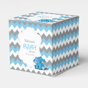 Blue und Grau Zickzack Elephant Babydusche Geschenkschachtel