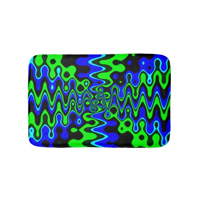 Blue und Green Psychedelic Art Bath Mat Badematte (Vorderseite)