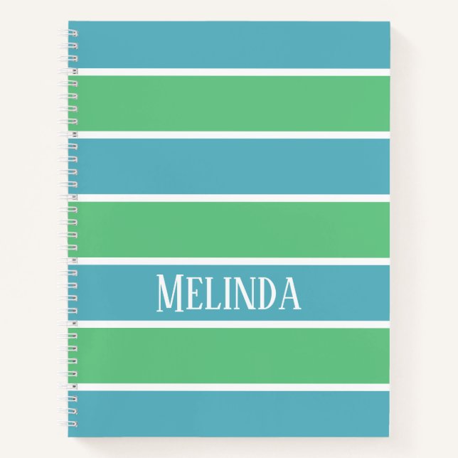 Blue und Green Stripes Notebook Notizbuch (Vorderseite)