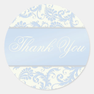 Blue und Ivory Damask Danke, Sticker