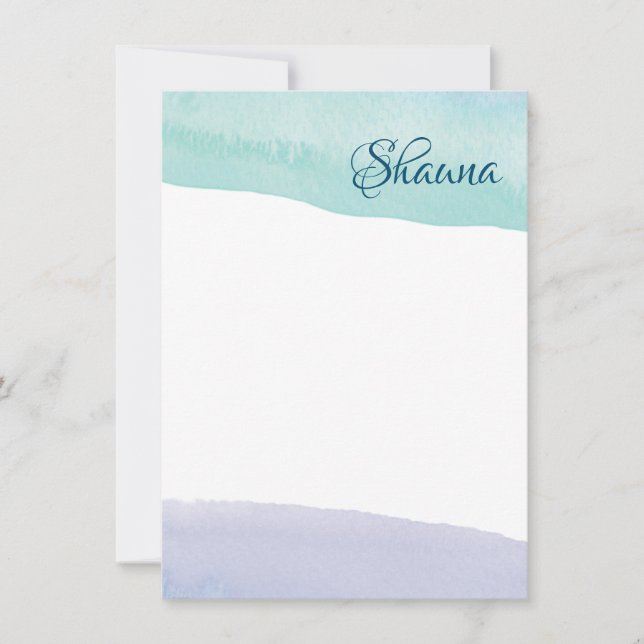 Blue und Lila Wash Note Card Mitteilungskarte (Vorderseite)