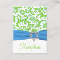 Blue und Limone Damask Bat Mitzvah Enclosure Card