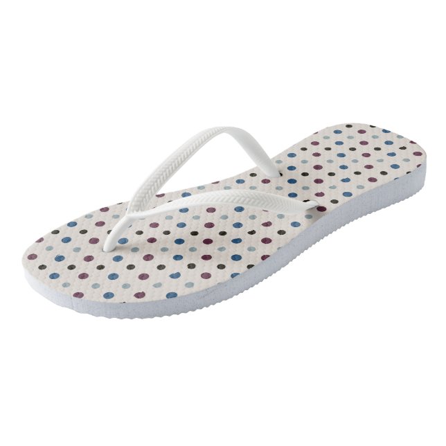 Blue und Magenta Dots Flip Flops (Schrägansicht)