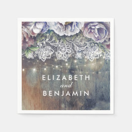 Blue und Maroon Blume Rustikale Hochzeit Serviette