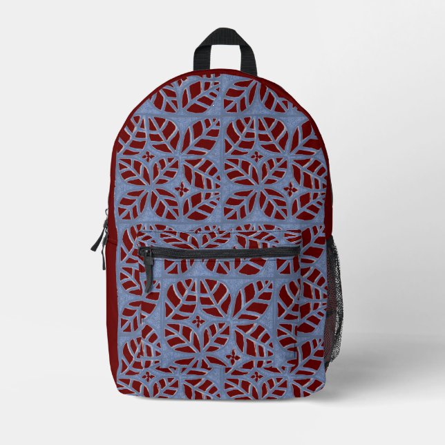 Blue und Maroon-Rucksack-Tasche Bedruckter Rucksack (Vorderseite)