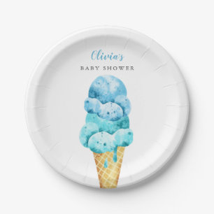 Blue und Mint Green Ice Cream Baby Dusche Pappteller