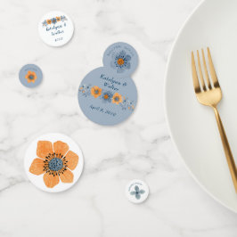 Blue und Orange Blume Hochzeitstisch Confetti Konfetti